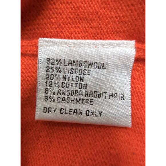 Talbots Petites Orange Cream Half Button Lambswool Angora Cashmere Sweater Large - Picture 3 of 6